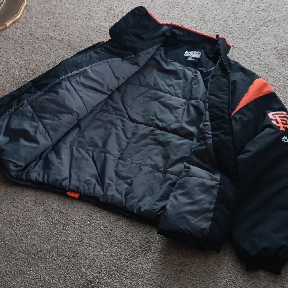 Mens Majestic San Francisco Black Giants On Therma Base Jacket - Picture 6 of 10